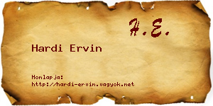 Hardi Ervin névjegykártya